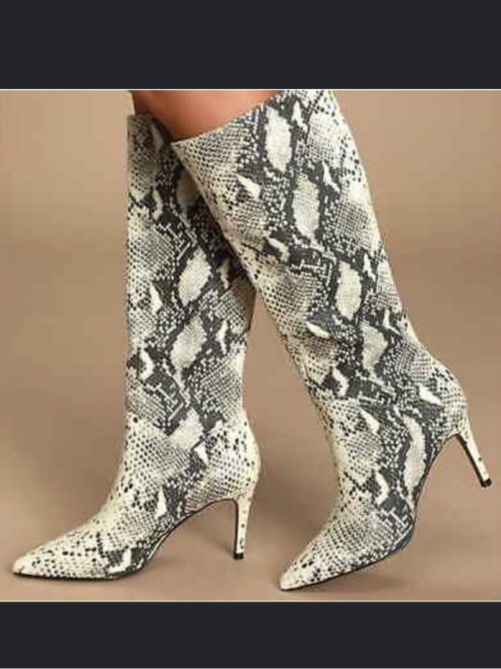 Steve Madden Kings Natural Snake Pointed Toe Knee High Boots